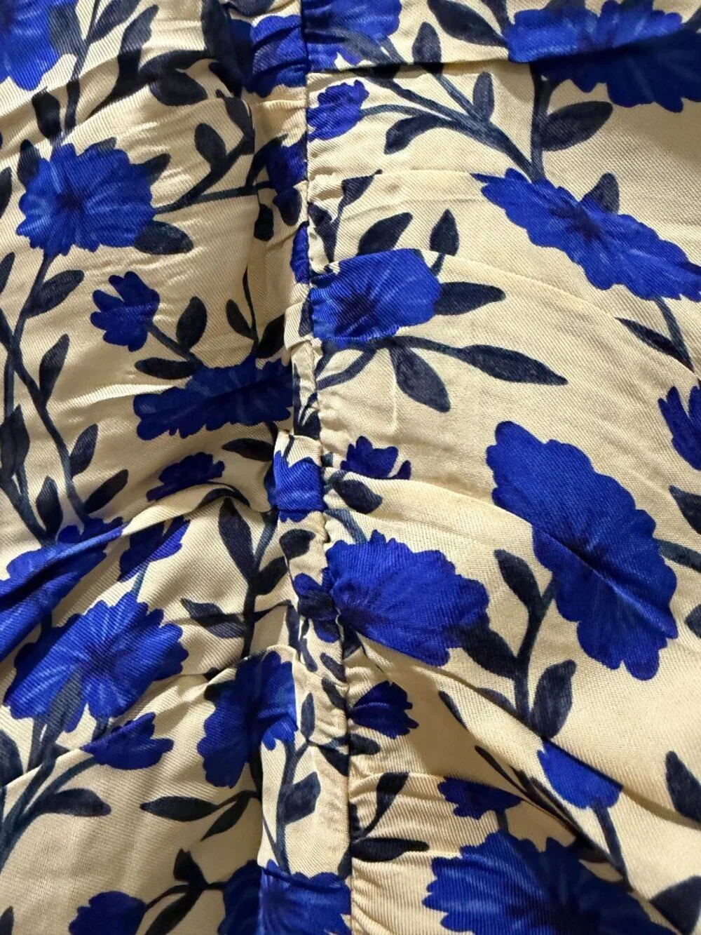 J. Crew Cream Floral Blouse with Blue Flower Print
